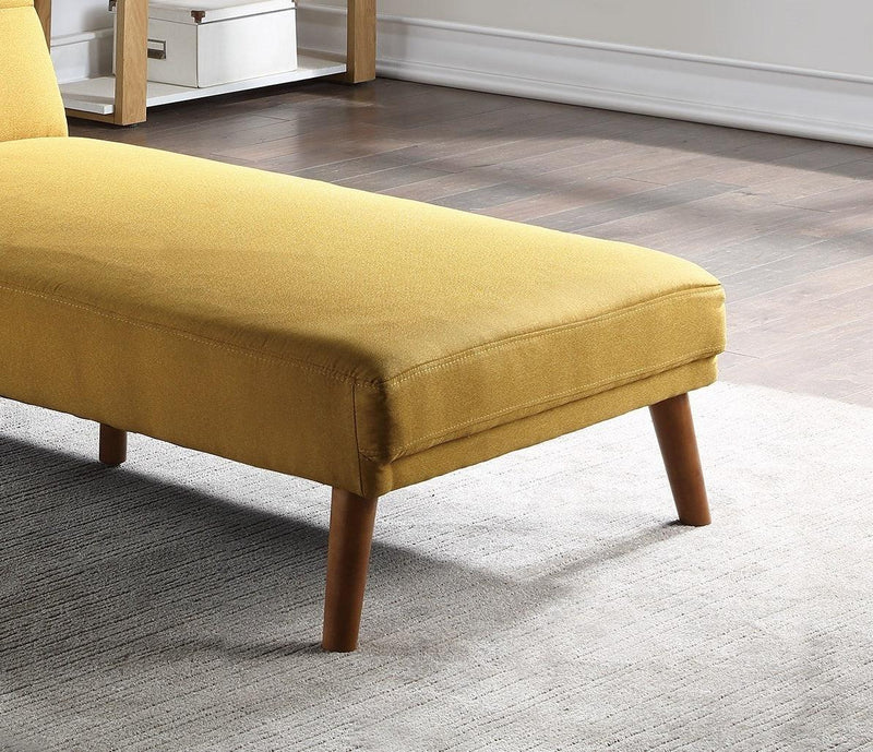 Mustard Polyfiber Adjustable Chaise Bed Living Room Solid wood Legs Tufted Comfort Couch