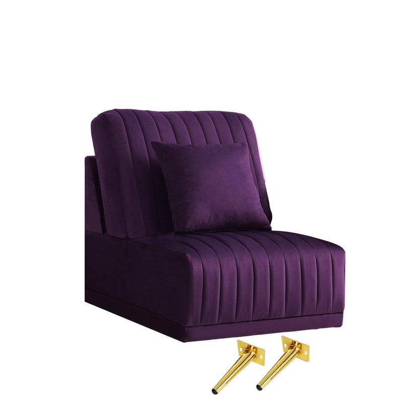 Purple Velvet Accent Chair Living Room Chair Upholstered Middle Chair With ld Legs , not sold separately, needs to be combined with other parts or multiple seats - Urban Living Furniture (Los Angeles, CA)