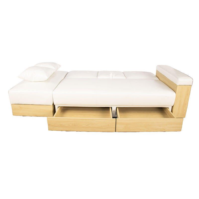 Multi-functional sofa, can sit, lie down, withStorage box and drawer, and theStorage box can be used as tea table and pedal(white) - Urban Living Furniture (Los Angeles, CA)