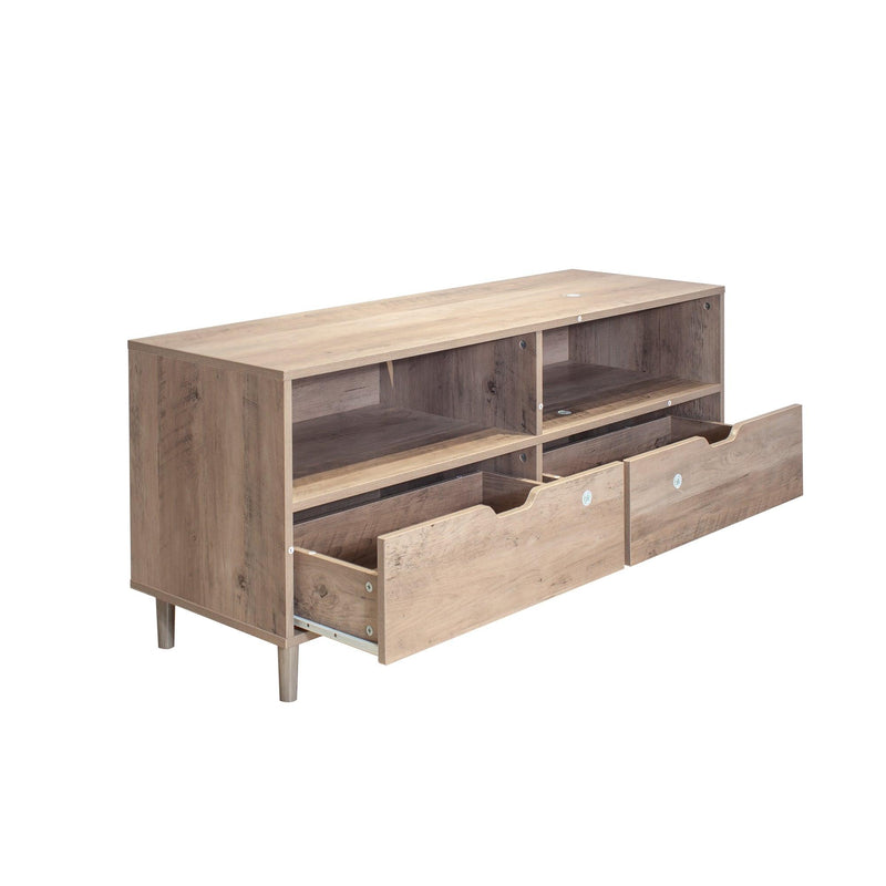 Rustic Oak TV Stand with 2 Drawer and Open Shelves, Entertainment Center, TV Console Table for Living Room, Bedroom - Urban Living Furniture (Los Angeles, CA)