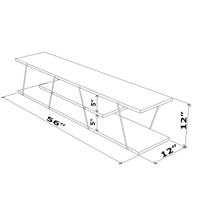 Tars Mid CenturyModern Tv Stand 4 Shelves OpenStorage Metal Cords Entertainment Centre 56 inch Low Tv Unit, White/Chrome - Urban Living Furniture (Los Angeles, CA)