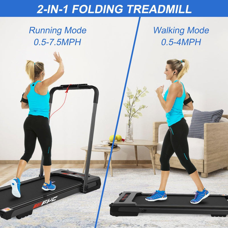 FYC Under Desk Treadmill - 2 in 1 Folding Treadmill for Home 2.5 HP, Installation-Free Foldable Treadmill Compact Electric Running Machine, Remote Control & LED Display Walking Running Jogging for Hom