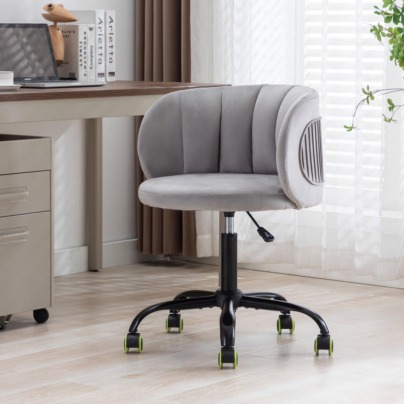 Zen Zone Velvet Leisure office chair, suitable for study and office, can adjust the height, can rotate 360 degrees, with pulley，Grey - Urban Living Furniture (Los Angeles, CA)