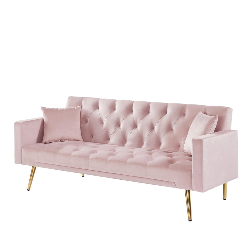 PINK Convertible Folding Futon Sofa Bed , Sleeper Sofa Couch for Compact Living Space.
