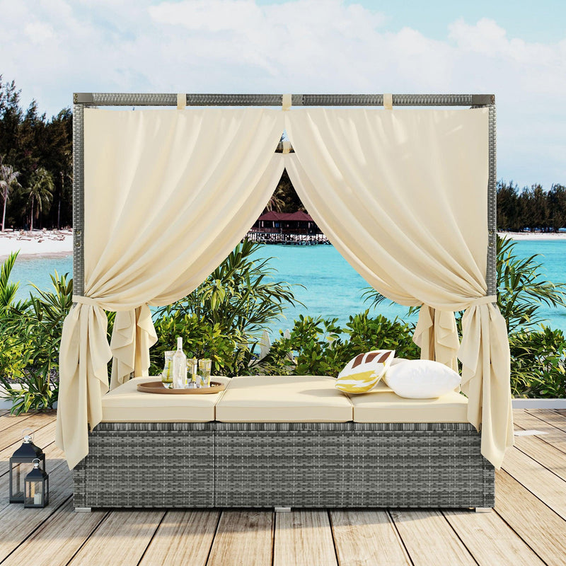 Adjustable Sun Bed With Curtain,High Comfort，With 3 Colors - Urban Living Furniture (Los Angeles, CA)