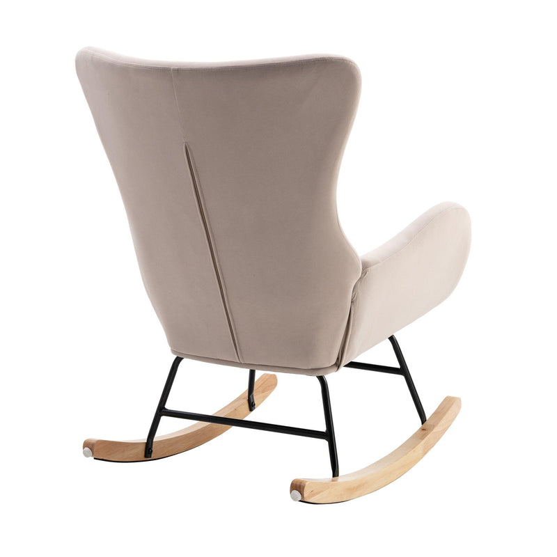 Velvet Fabric Padded Seat Rocking Chair With High Backrest And Armrests - Urban Living Furniture (Los Angeles, CA)