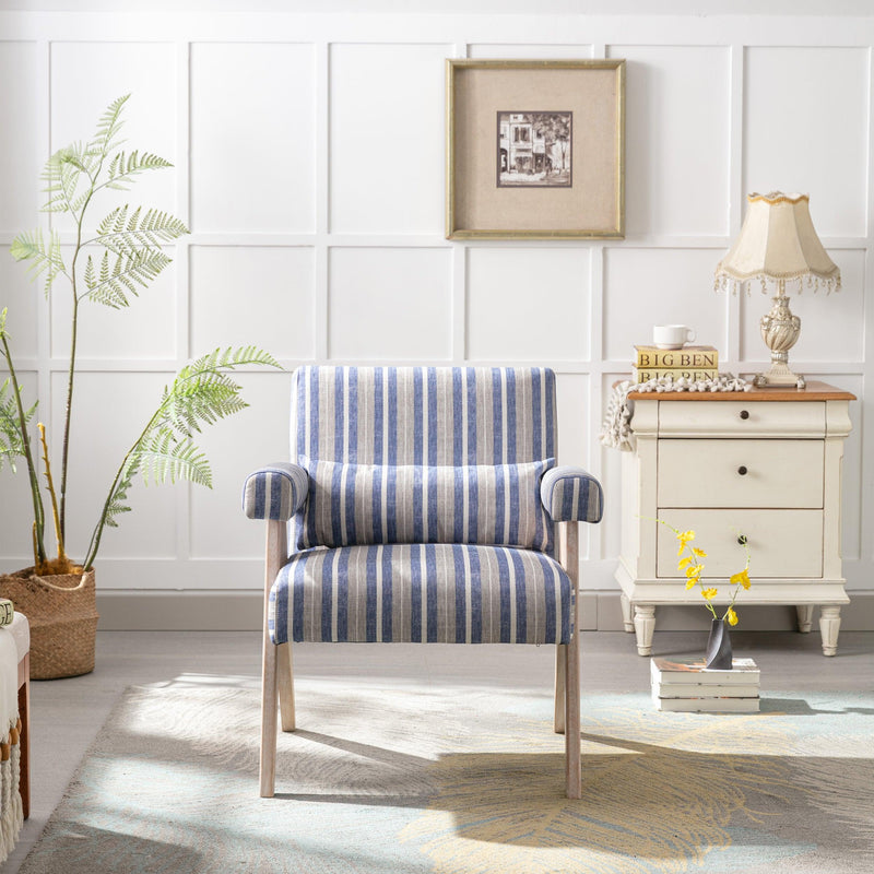 Accent chair, KD rubber wood legs with black finish. Fabric cover the seat. With a cushion.Blue Stripe - Urban Living Furniture (Los Angeles, CA)