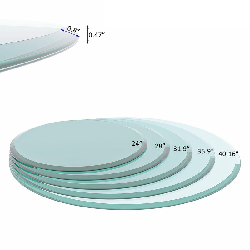 36" Inch Round Tempered Glass Table Top Clear Glass 1/2" Inch Thick Beveled Polished Edge - Urban Living Furniture (Los Angeles, CA)