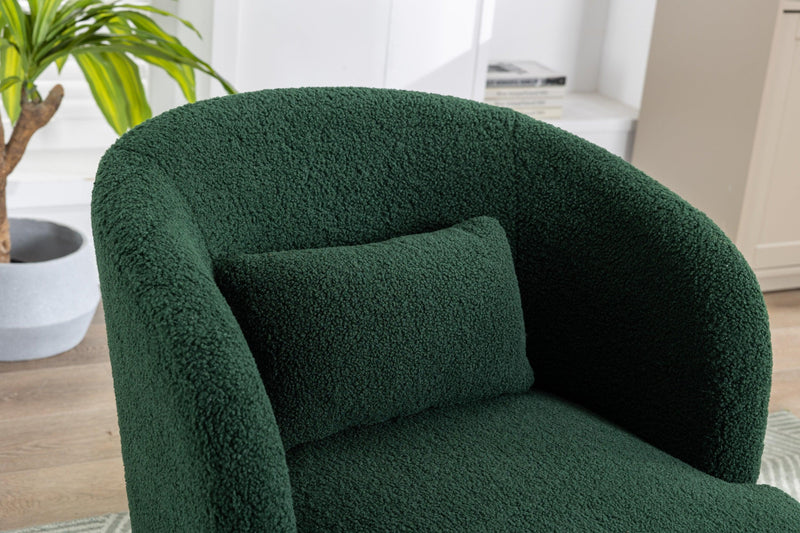 30.32"W Accent Chair Upholstered Curved Backrest Reading Chair Single Sofa Leisure Club Chair with Golden Adjustable Legs For Living Room Bedroom Dorm Room (Green Boucle) - Urban Living Furniture (Los Angeles, CA)