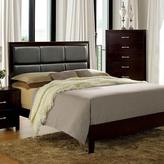 Espresso Color Queen Size bed Leatherette Padded Headboard 1pc Bed Contemporary Bedroom Furniture - Urban Living Furniture (Los Angeles, CA)