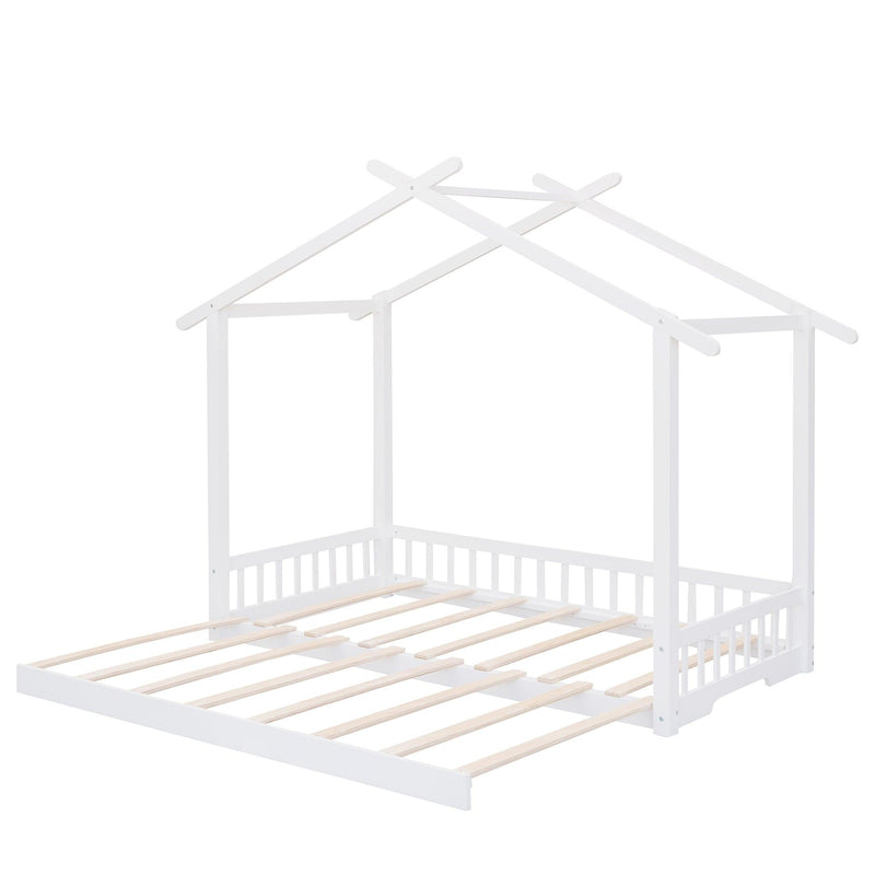 Extending House Bed, Wooden Daybed, White