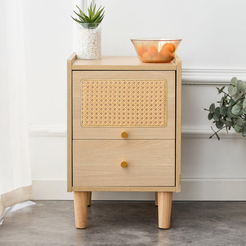 Modern simpleStorage cabinet MDF Board bedside cabinet Japanese rattan bedside cabinet Small household furniture bedside table.Applicable to dressing table in bedroom, porch, living room.2 Drawers - Urban Living Furniture (Los Angeles, CA)