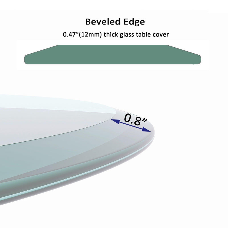 24" Inch Round Tempered Glass Table Top Clear Glass 1/2" Inch Thick Beveled Polished Edge - Urban Living Furniture (Los Angeles, CA)