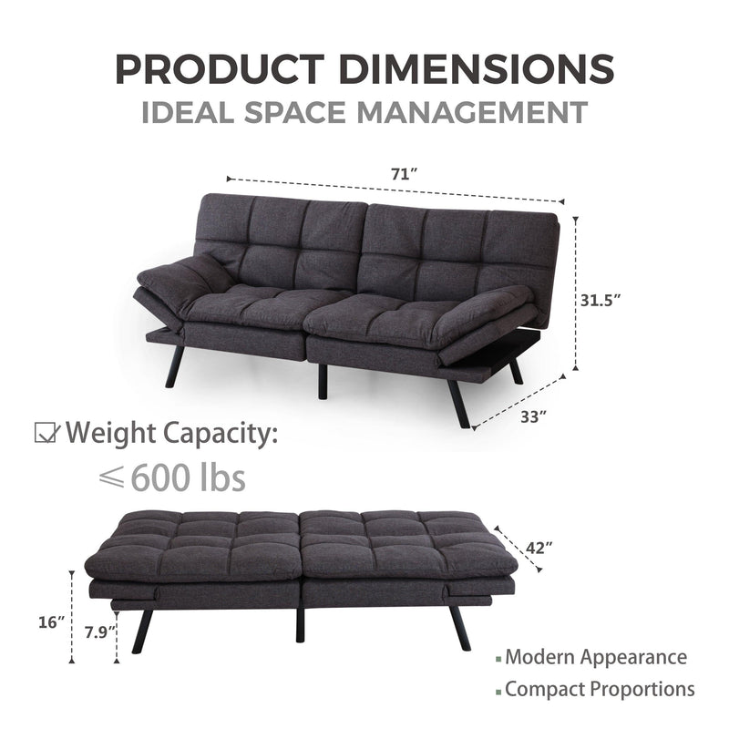 Convertible Memory Foam Futon Couch Bed,Modern Folding Sleeper Sofa in living room - Urban Living Furniture (Los Angeles, CA)