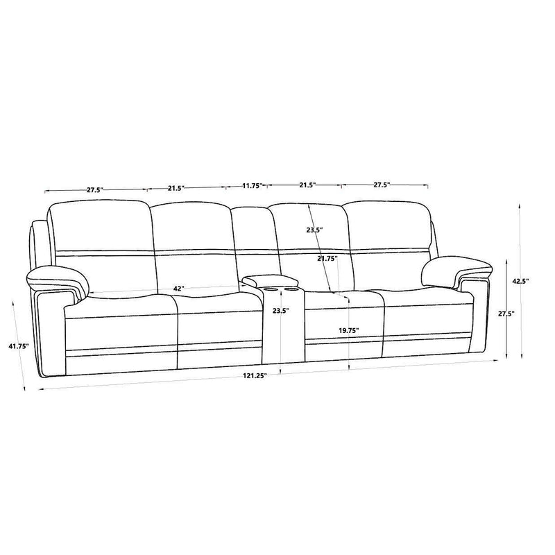 Timo Top Grain Leather Power Reclining 4 Seater Sofa With Console | Adjustable Headrest | Big Size | Cross Stitching
