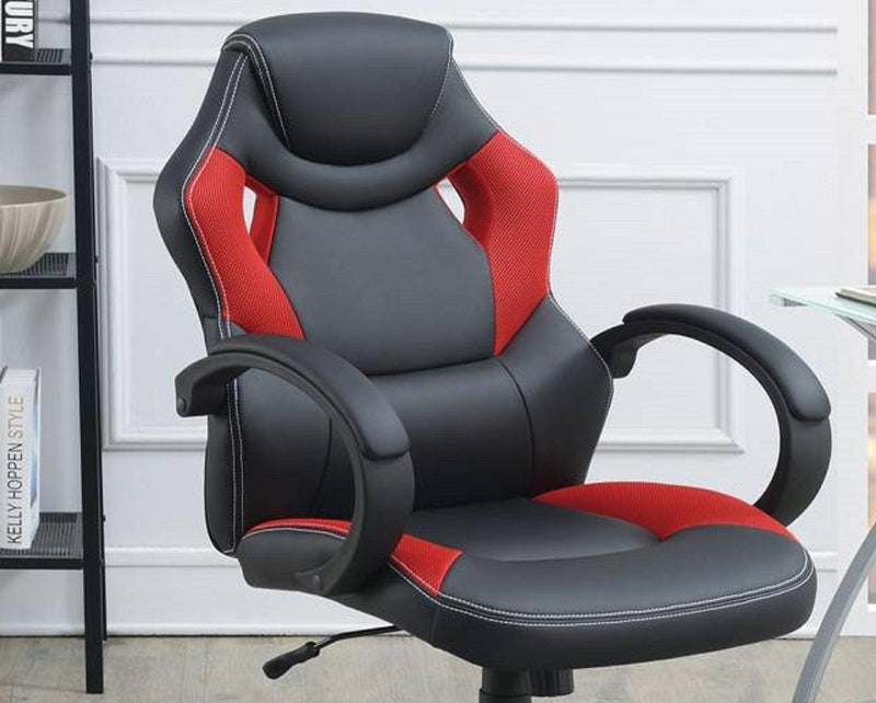 Office Chair Upholstered 1pc Cushioned Comfort Chair Relax Gaming Office Work Black And Red Color