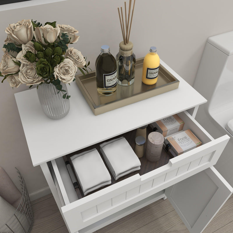 Bathroom Floor Cabinet Freestanding 2 Doors and 1 Drawer WoodStorage Organizer Cabinet for Bathroom and Living Room-White - Urban Living Furniture (Los Angeles, CA)