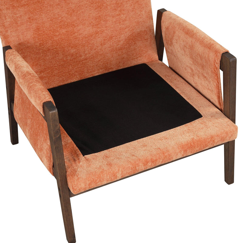 Mid-CenturyModern Velvet Accent Chair,Leisure Chair with Solid Wood and Thick Seat Cushion for Living Room,Bedroom,Studio,Orange