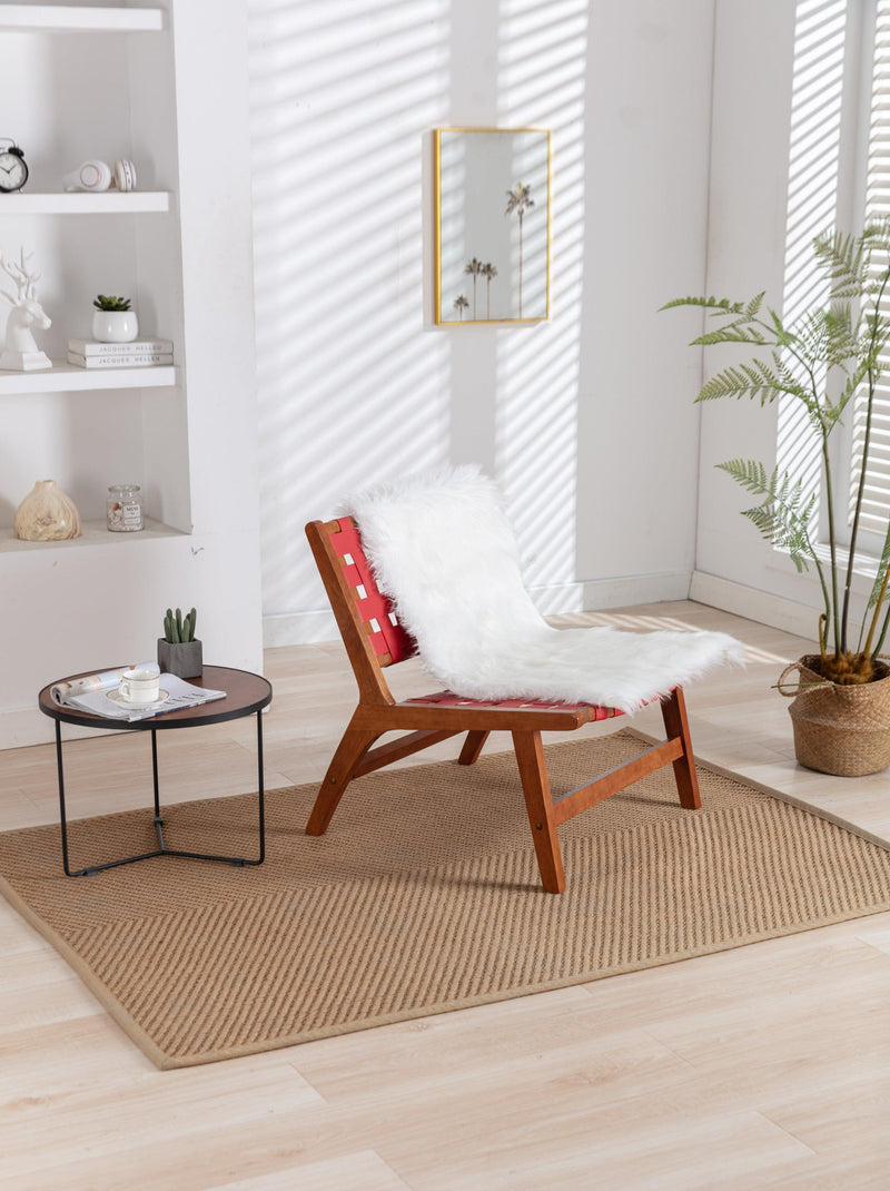 Solid Wood Frame Chair With White Wool Carpet.Modern Accent Chair Lounge Chair for Living Room - Urban Living Furniture (Los Angeles, CA)