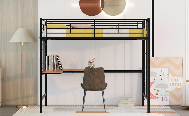 Twin Metal Loft Bed with Desk and Metal Grid,Black - Urban Living Furniture (Los Angeles, CA)