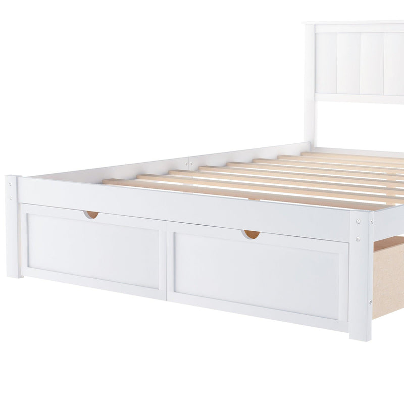 Full Size Platform Bed with Under-bed Drawers, White - Urban Living Furniture (Los Angeles, CA)