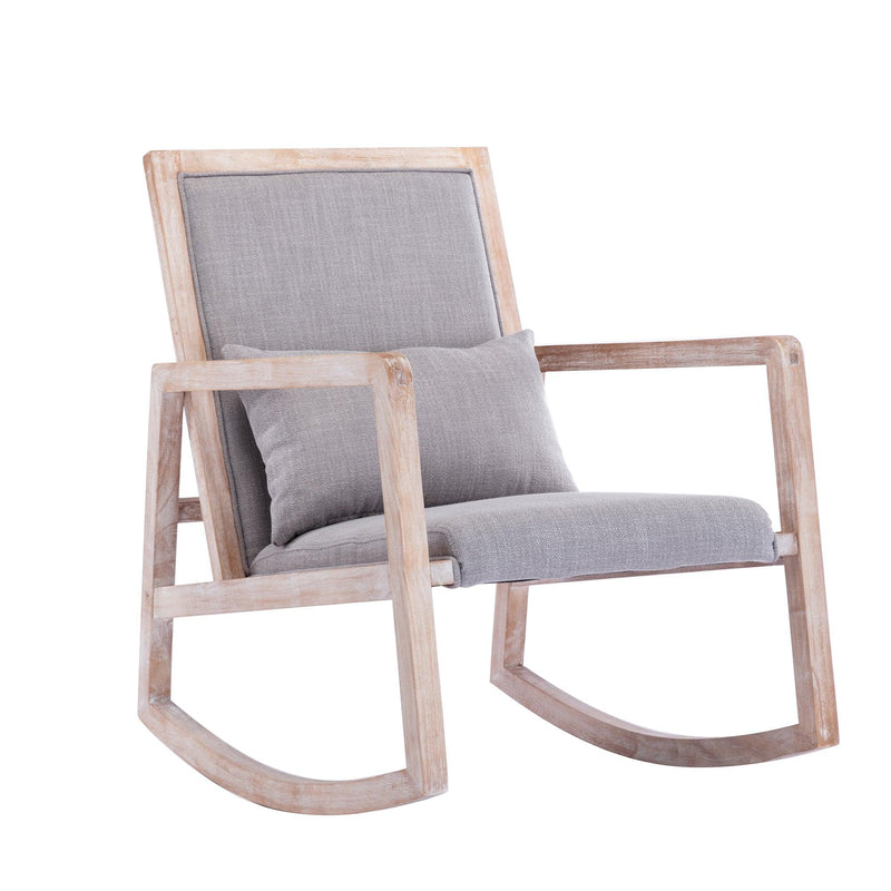 Solid wood linen fabric antique white wash painting rocking chair with  removable lumbar pillow - Urban Living Furniture (Los Angeles, CA)