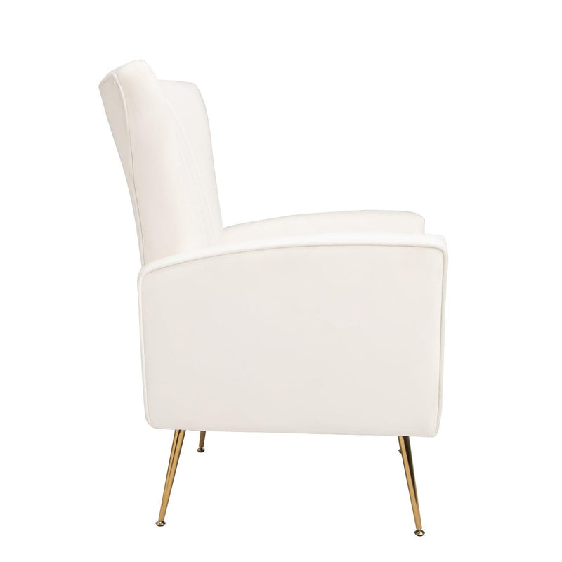 Velvet Accent Chair, Wingback Arm Chair with Gold Legs, Upholstered Single Sofa for Living Room Bedroom, White - Urban Living Furniture (Los Angeles, CA)