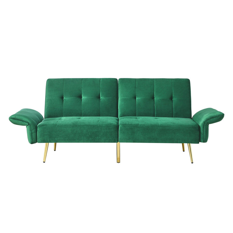 78" Italian Velvet Futon Sofa Bed, Convertible Sleeper Loveseat Couch with Folded Armrests andStorage Bags for Living Room and Small Space, Green 280g velvet - Urban Living Furniture (Los Angeles, CA)