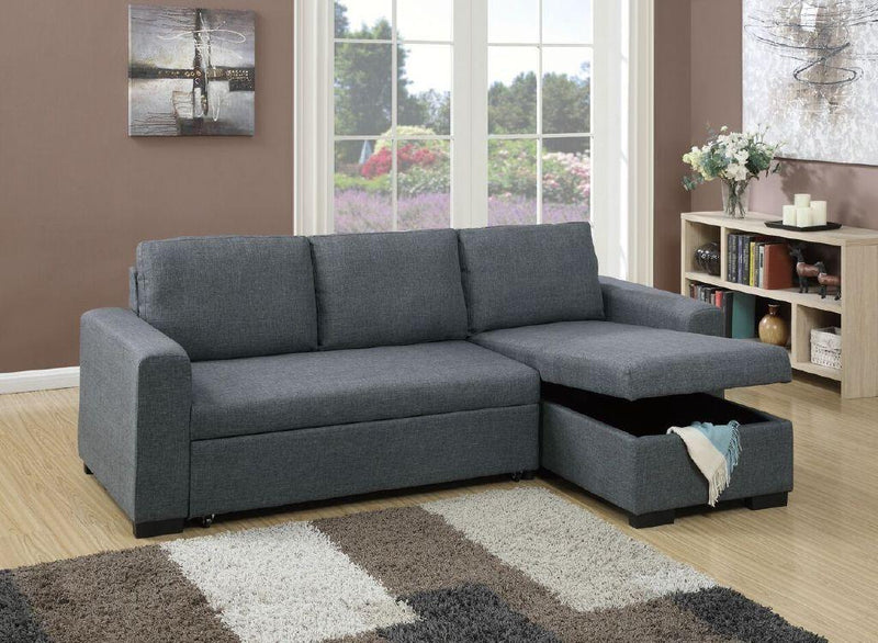 Living Room Furniture Convertible Sectional Blue Grey Color Polyfiber Reversible ChaiseStorage Sofa Pull Out bed Couch - Urban Living Furniture (Los Angeles, CA)