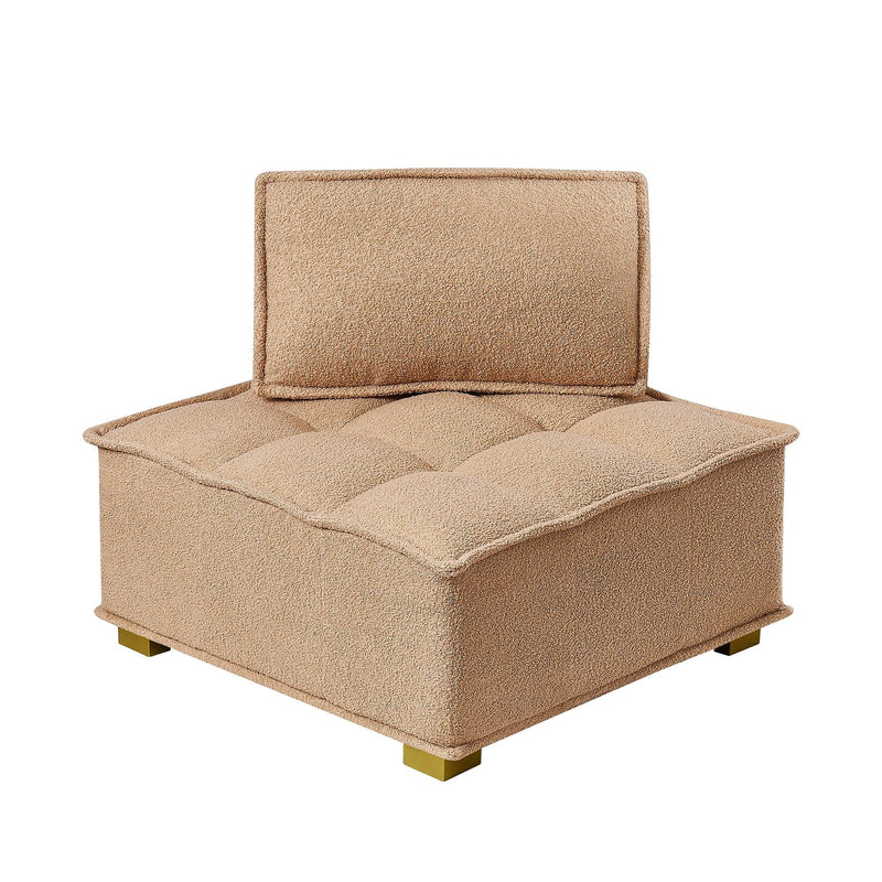 Lazy sofa ottoman with ld wooden legs teddy fabric (Khaki) - Urban Living Furniture (Los Angeles, CA)