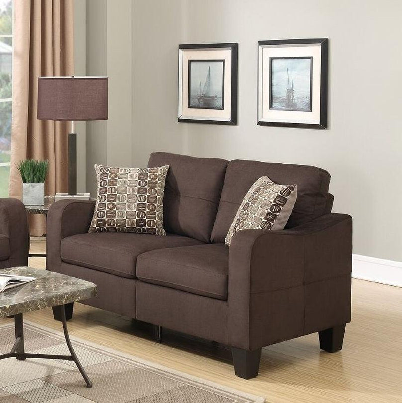 Living Room Furniture 2pc Sofa Set Chocolate Polyfiber Sofa And Loveseat w pillows Cushion Couch - Urban Living Furniture (Los Angeles, CA)