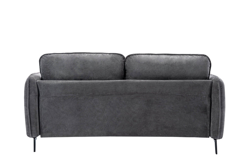 Contemporary Gray Fabric Upholstered 1pc Sofa Button-Tufted and Cushion Seat Black Metal Legs Living Room Furniture