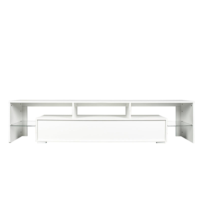 Modern gloss white TV Stand for 80 inch TV , 20 Colors LED TV Stand w/Remote Control Lights - Urban Living Furniture (Los Angeles, CA)