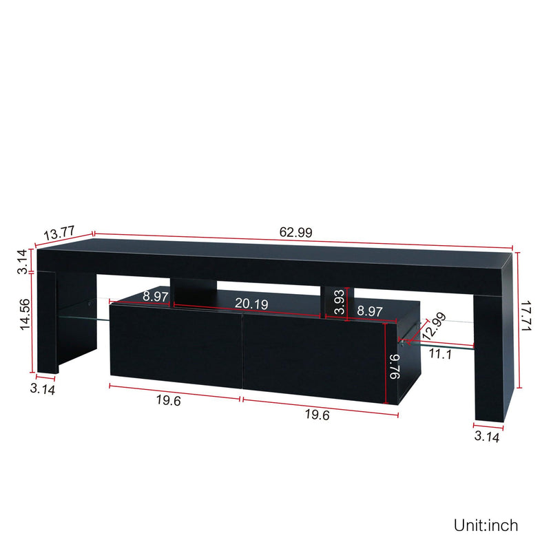 Modern Black TV Stand, 20 Colors LED TV Stand w/Remote Control Lights - Urban Living Furniture (Los Angeles, CA)