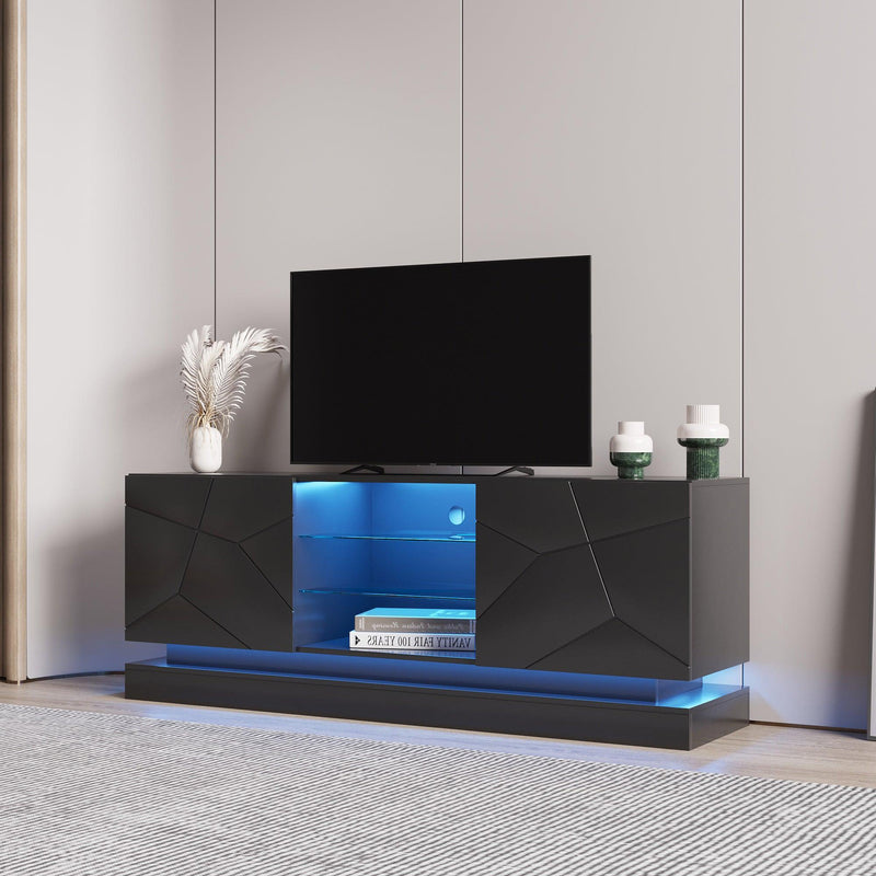 Modern, Stylish Functional TV stand with Color Changing LED Lights, Universal Entertainment Center, Black - Urban Living Furniture (Los Angeles, CA)