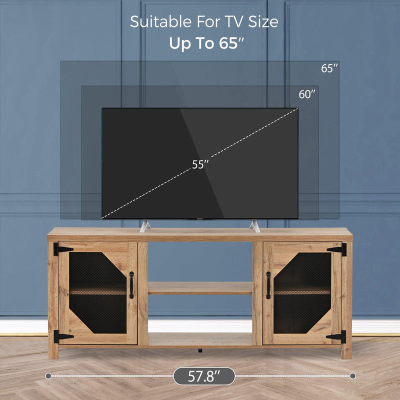 Modern TV Stand for 65” TV with LargeStorage Space, 3 Levels Adjustable shelves, Magnetic Cabinet Door, Entertainment Center for Living Room, Bedroom - Urban Living Furniture (Los Angeles, CA)