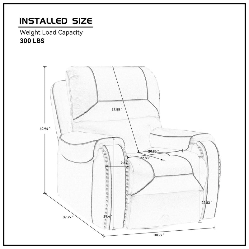 Faux Leather Reclining Sofa Couch Single Chair for Living Room Black - Urban Living Furniture (Los Angeles, CA)