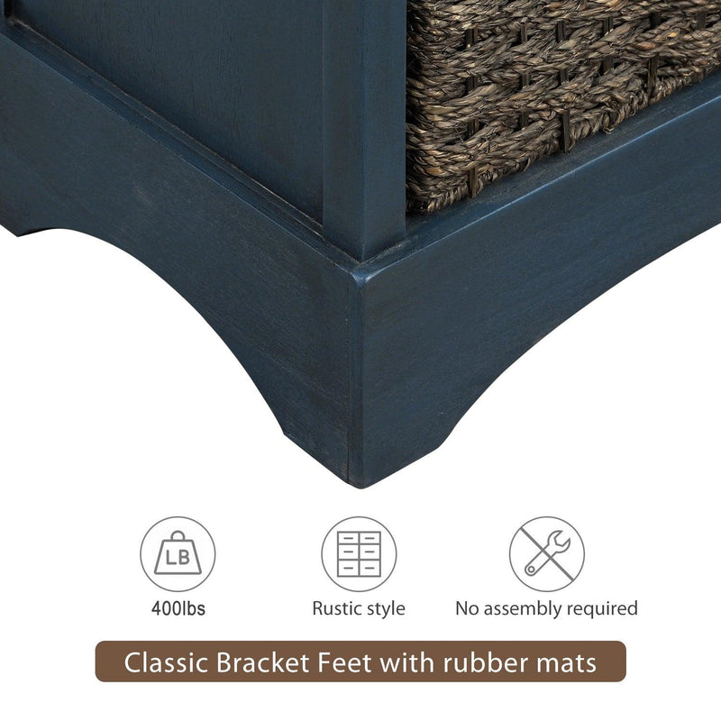 RusticStorage Cabinet with Two Drawers and Four  Classic Rattan Basket for Dining Room/Entryway/Living Room (Antique Navy) - Urban Living Furniture (Los Angeles, CA)