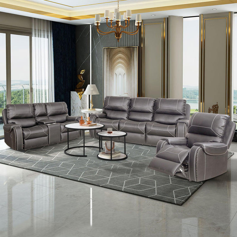 Faux Leather Reclining Sofa Couch Loveseat Sofa for Living Room Grey - Urban Living Furniture (Los Angeles, CA)