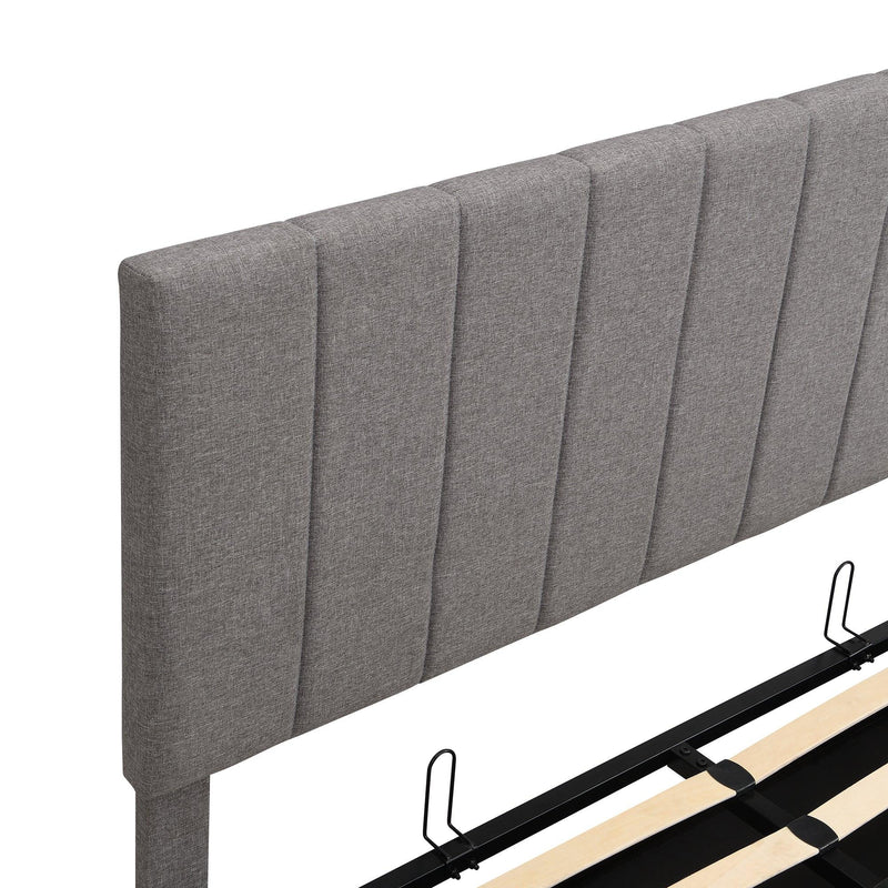 Queen size Upholstered Platform bed with a HydraulicStorage System - Gray - Urban Living Furniture (Los Angeles, CA)