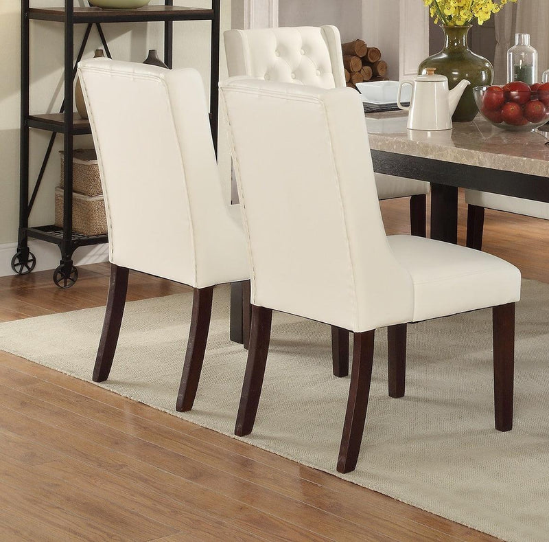 Modern Faux Leather White Tufted Set of 2 Chairs Dining Seat Chair