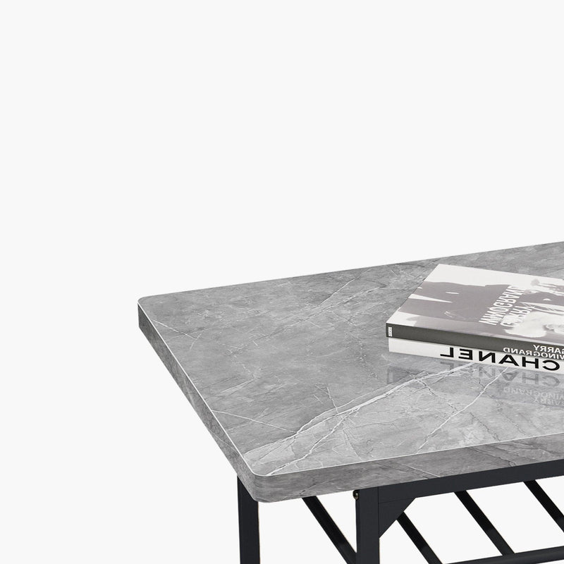 Modern 3-Piece  Dining Table Set with  2 Chairs for Dining Room，Black Frame+Printed Gray Marble Finish - Urban Living Furniture (Los Angeles, CA)