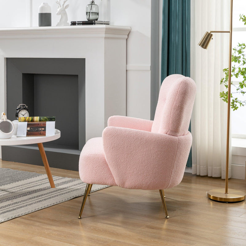 Cozy Teddy Fabric Arm Chair with Sloped High Back and Contemporary Metal Legs ,Pink - Urban Living Furniture (Los Angeles, CA)