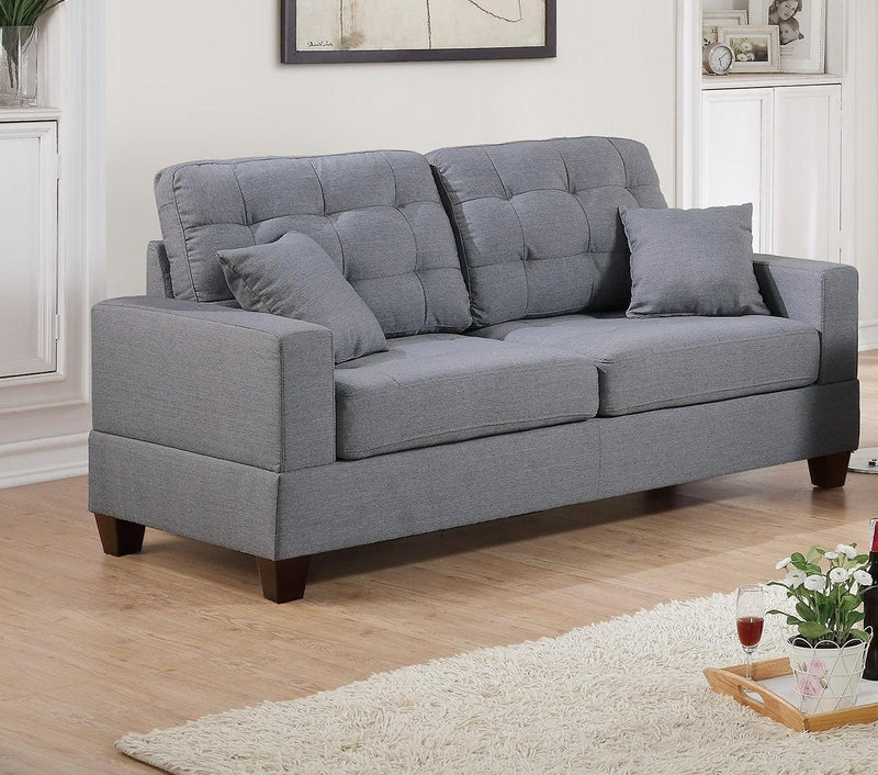 Living Room Furniture 2pc Sofa Set Grey Polyfiber Tufted Sofa Loveseat w Pillows Cushion Couch - Urban Living Furniture (Los Angeles, CA)