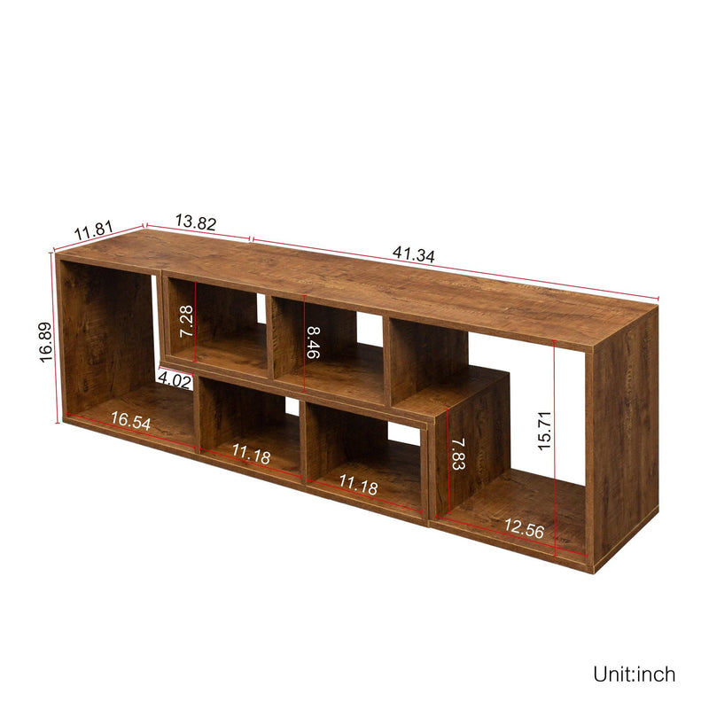 Double L-Shaped TV Stand，Display Shelf ，Bookcase for Home Furniture,Walnut - Urban Living Furniture (Los Angeles, CA)