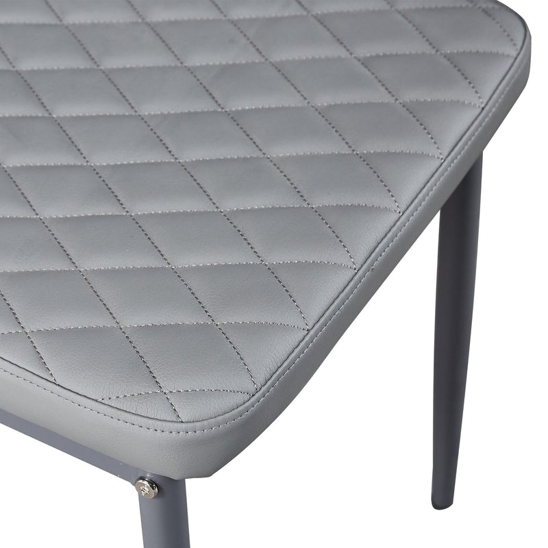 Light GrayModern minimalist dining chair leather sprayed metal pipe diamond grid pattern restaurant home conference chair set of 4 - Urban Living Furniture (Los Angeles, CA)