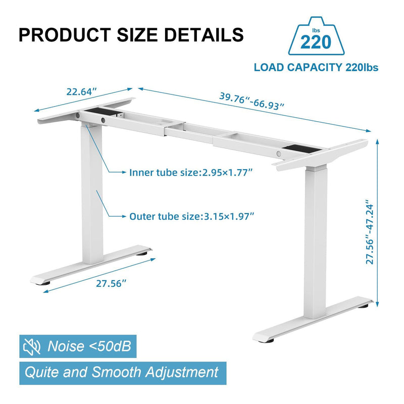 Electric Standing Desk  with Dual Motor Height Adjustable Sit Stand Desk Computer Workstation with USB Charge
"	
，White - Urban Living Furniture (Los Angeles, CA)