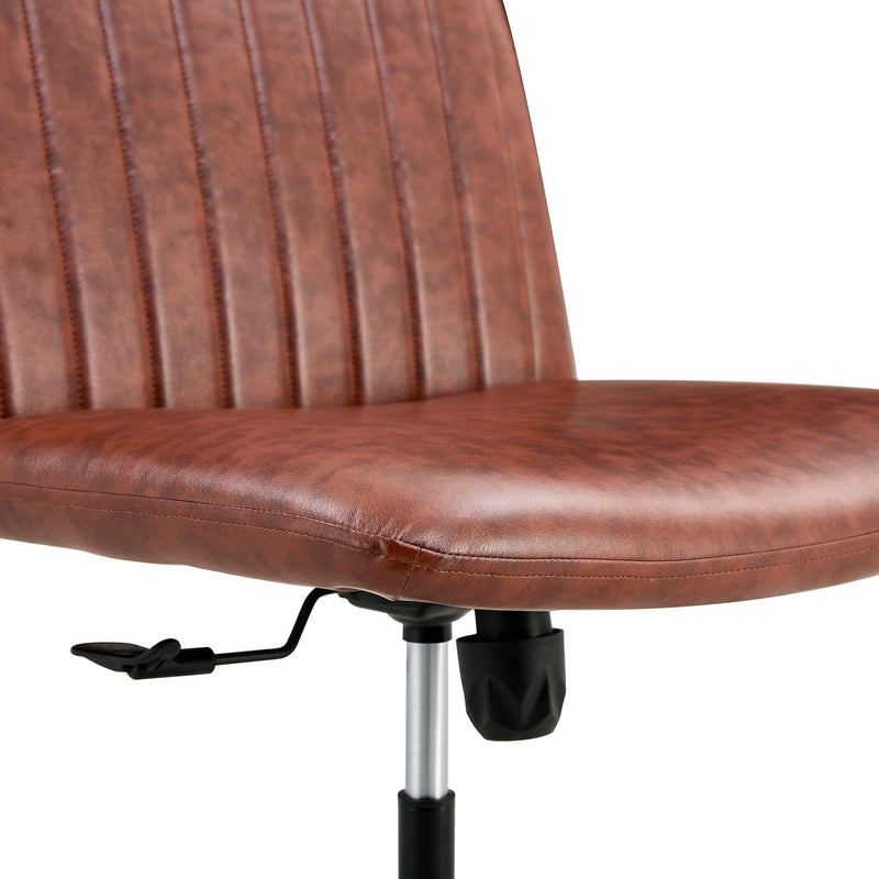 Office chair Brown PU Material. Home Computer Chair Office Chair Adjustable 360 °Swivel Cushion Chair With Black Foot Swivel Chair Makeup Chair Study Desk Chair. No Wheels - Urban Living Furniture (Los Angeles, CA)