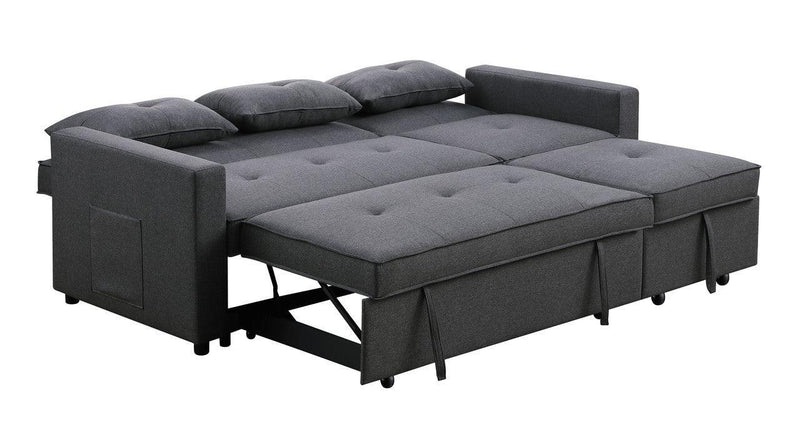 Zoey Dark Gray Linen Convertible Sleeper Sofa with Side Pocket - Urban Living Furniture (Los Angeles, CA)