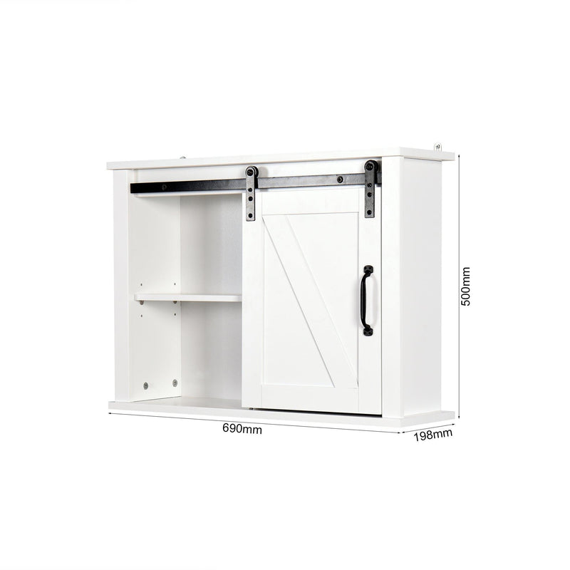 Bathroom Wall Cabinet with 2 Adjustable Shelves WoodenStorage Cabinet with a Barn Door 27.16x7.8x19.68 inch